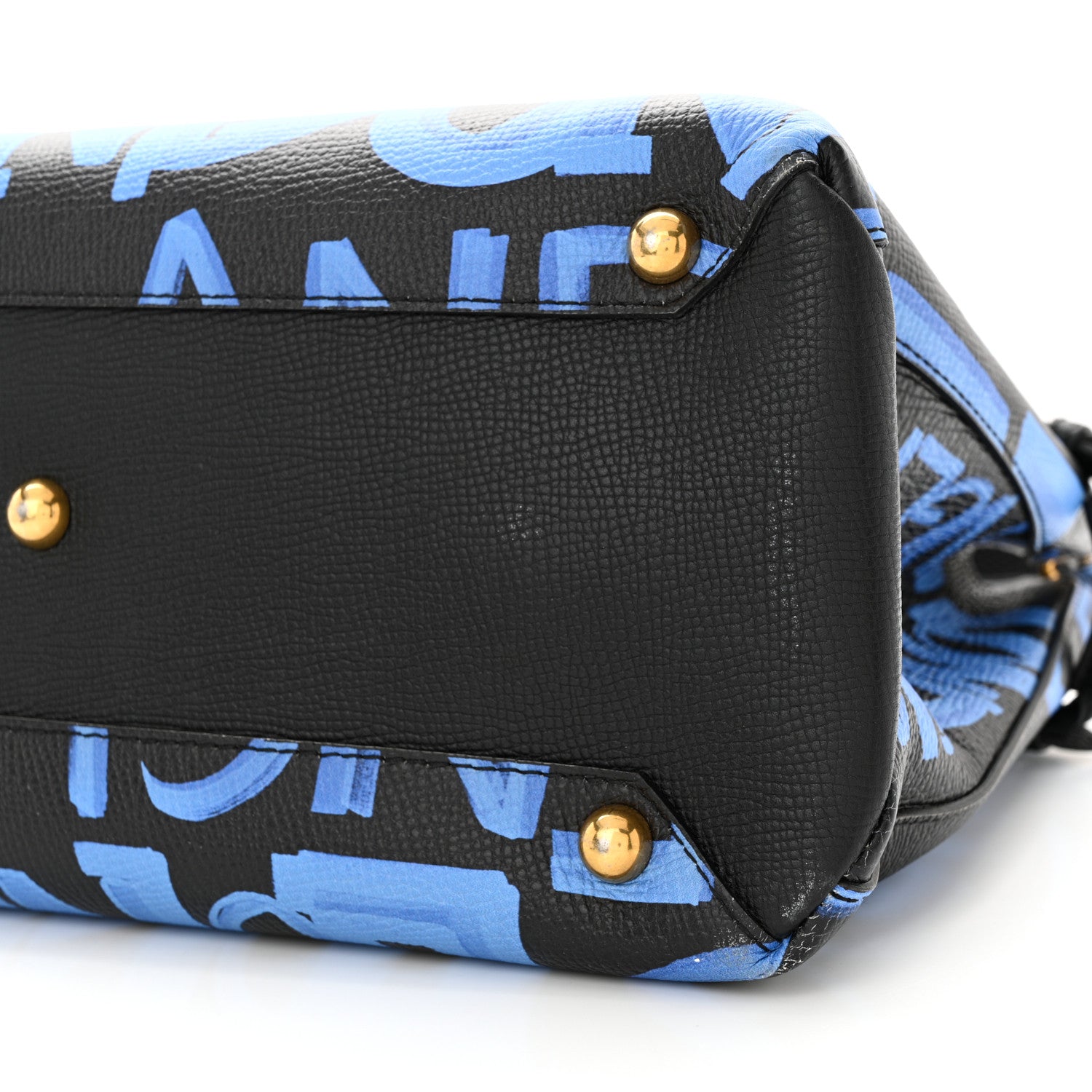 Burberry Grainy Calfskin Graffiti Print Medium Banner Tote Black 10 of 14