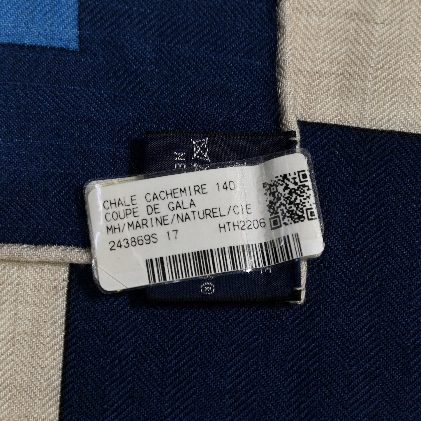 Cashmere Silk Coup De Gala Shawl 140 Marine Naturel Ciel