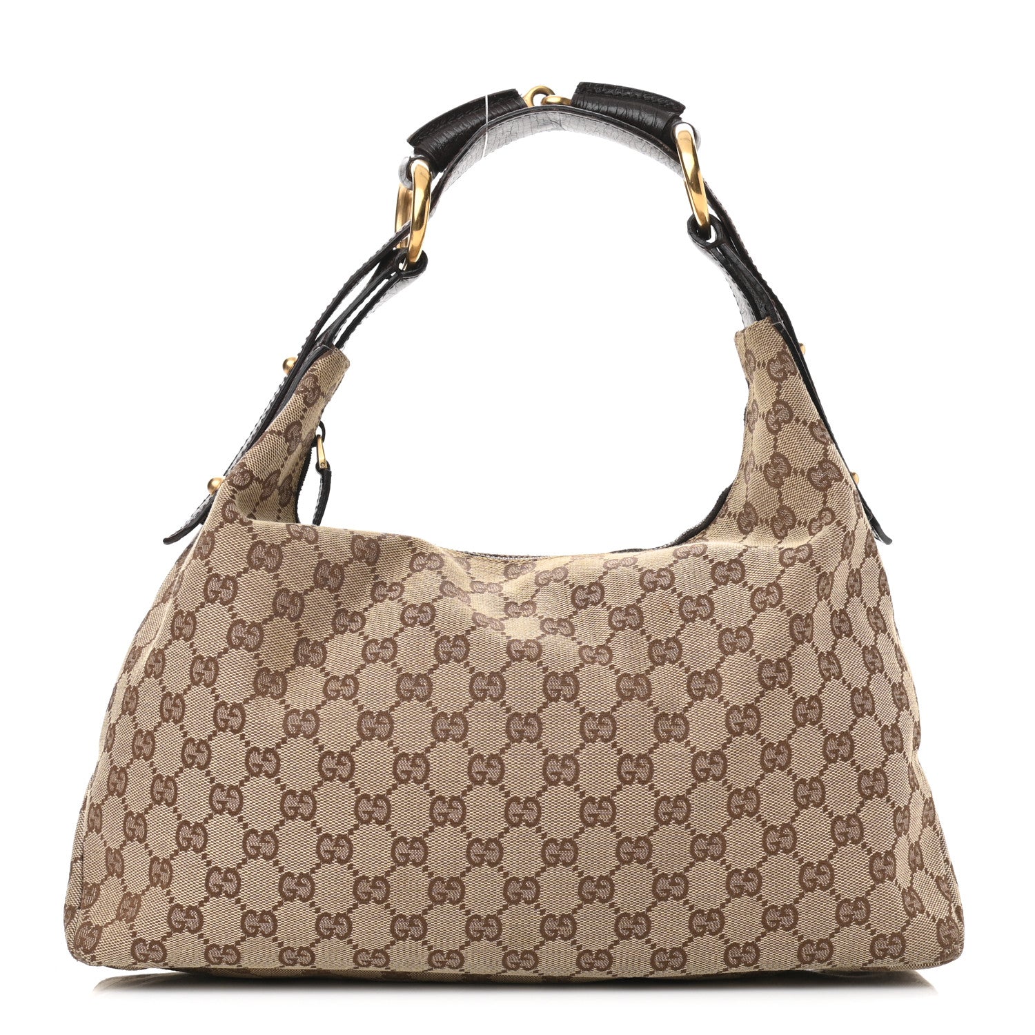 Gucci Monogram Medium Horsebit Chain Hobo Dark Brown 1 of 9