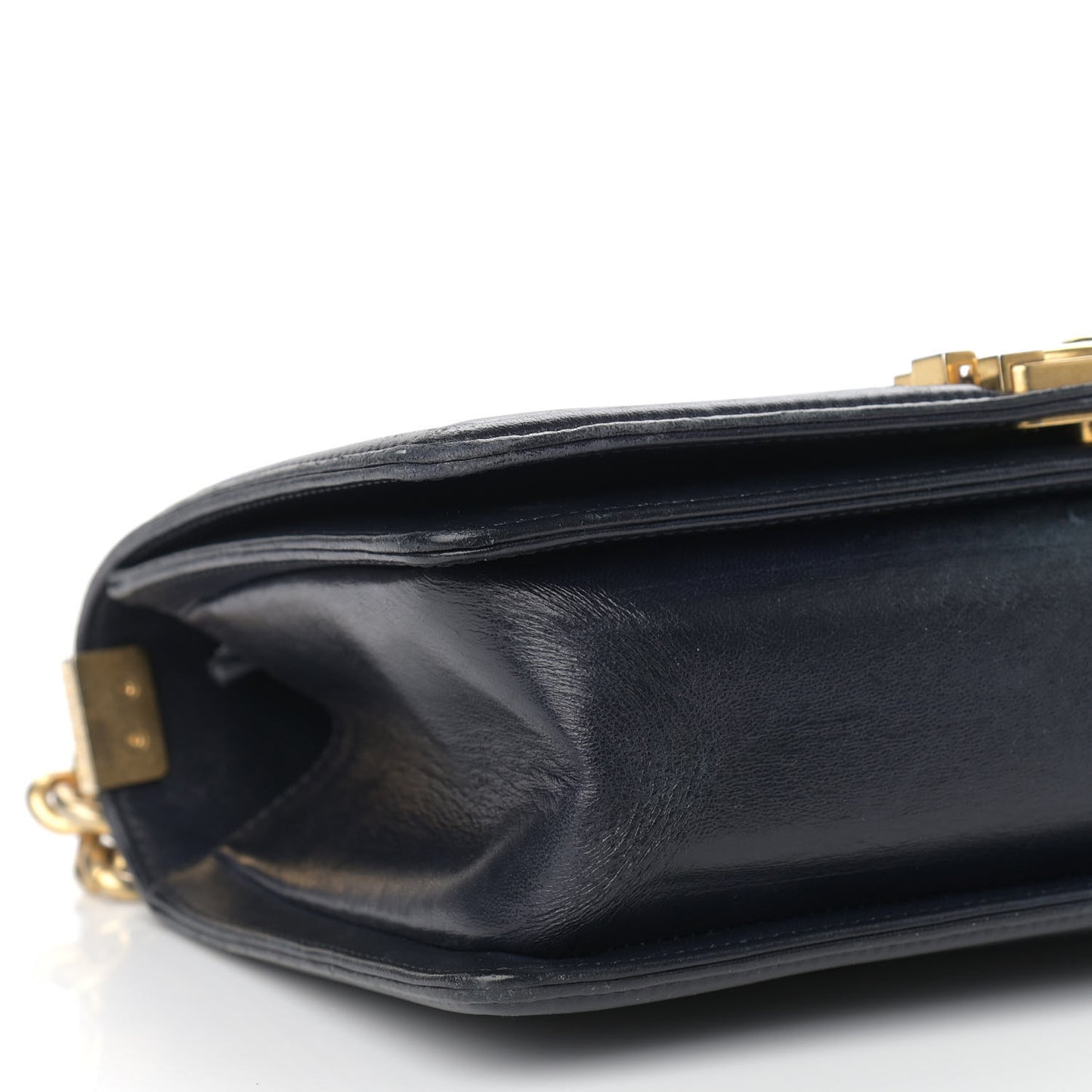 Lambskin Quilted Medium Boy Flap Dark Navy