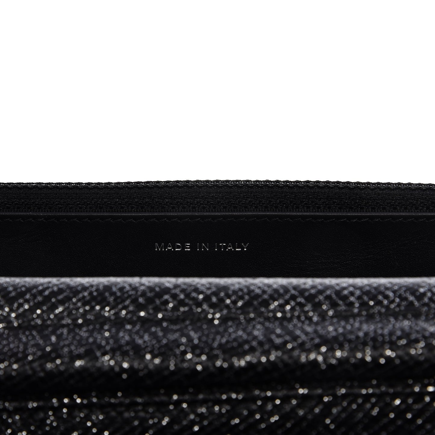 Glitter Calfskin Quilted Wallet on Chain WOC Black Silver