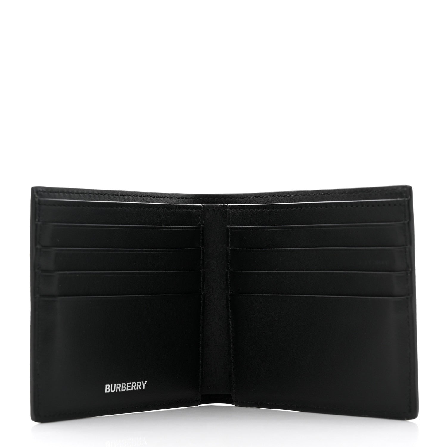Burberry Calfskin Embossed TB Print Bi-Fold Wallet Black White 5 of 8