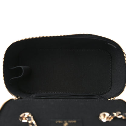 Chanel Lambskin Camellia Embossed Small Vanity Case With Chain Black 5 of 10
