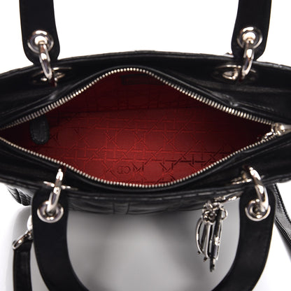 Christian Dior Lambskin Cannage Medium Lady Dior Black 6 of 15
