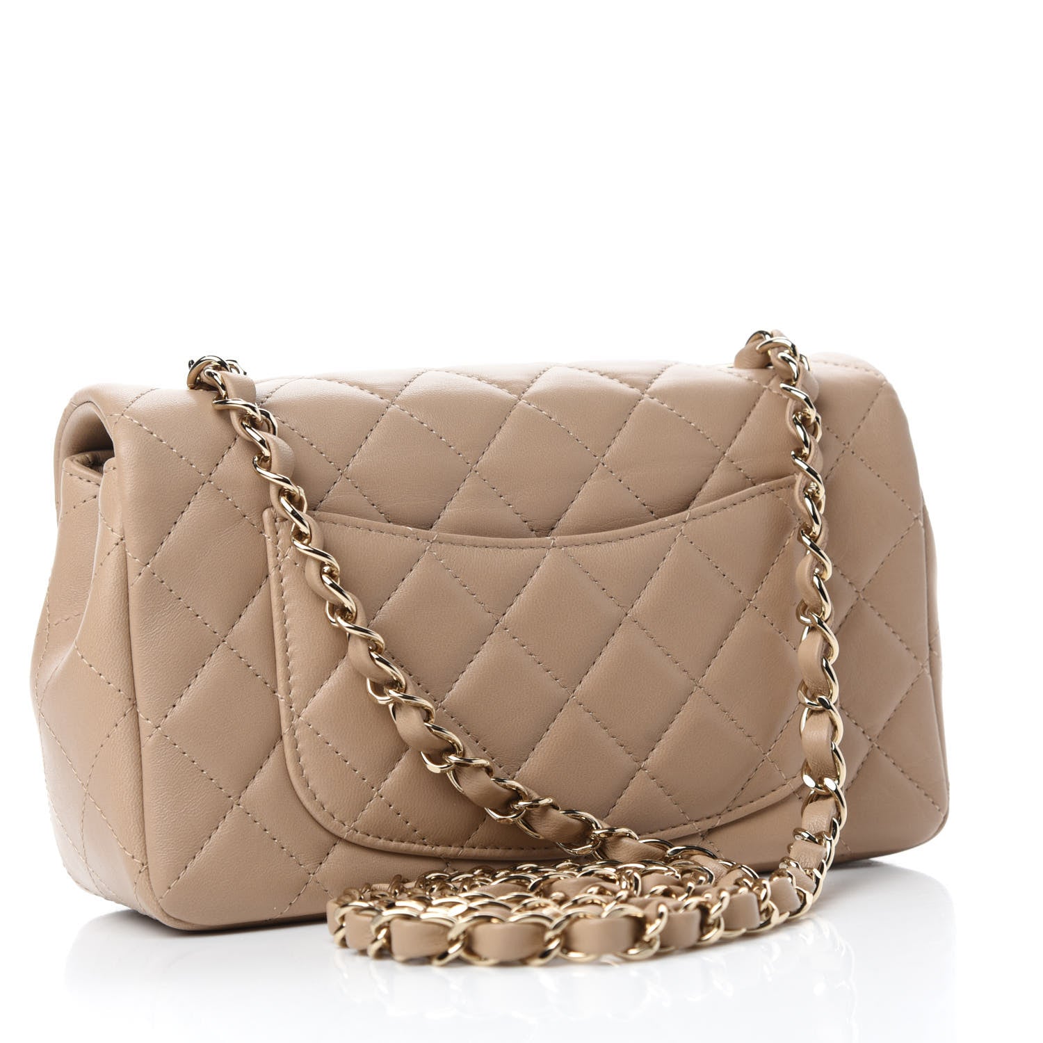 Chanel Lambskin Quilted Mini Rectangular Flap Dark Beige 3 of 11