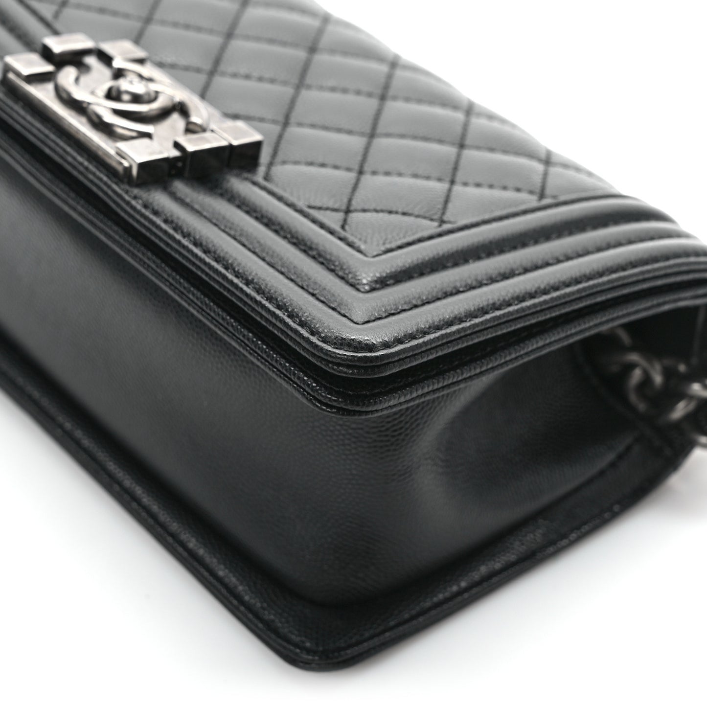 Caviar Quilted Small Boy Flap Black