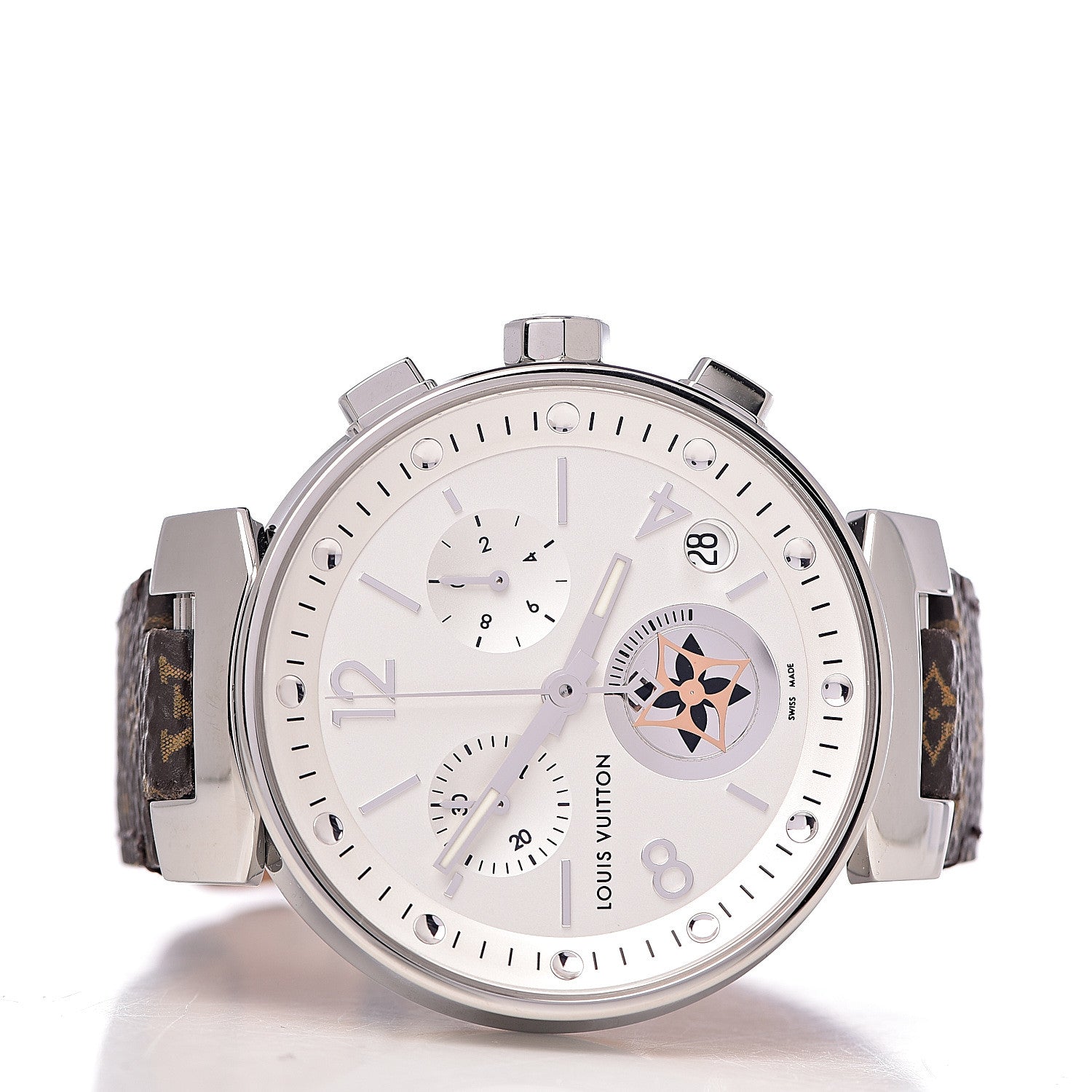 Louis Vuitton Stainless Steel Monogram 39mm Tambour Moon Chronograph Automatic Watch 3 of 10