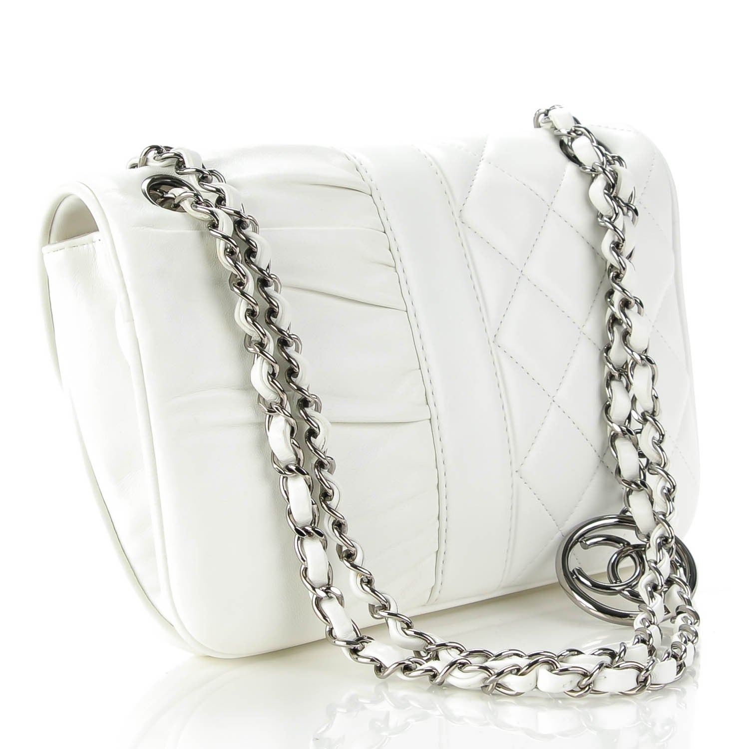 Chanel Lambskin Quilted Pile Ou Face Flap White 3 of 7