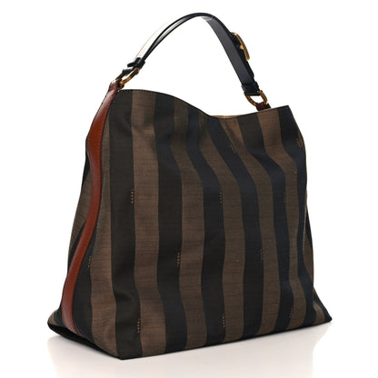 Fendi Pequin Cuoio Vegetale Large Hobo Tobacco Black Cuoio 2 of 11