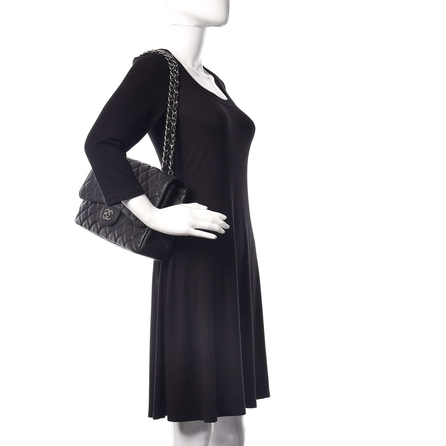 Caviar Quilted Jumbo Single Flap Black