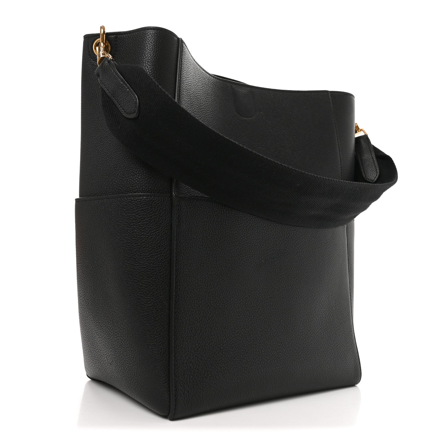 Celine Soft Grained Calfskin Sangle Bucket Bag Black 3 of 10