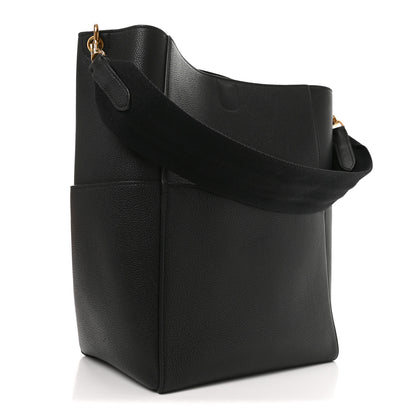 Celine Soft Grained Calfskin Sangle Bucket Bag Black 3 of 10