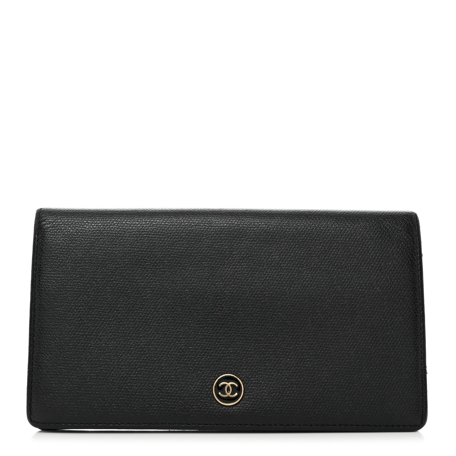 Chanel Grained Calfskin CC Button Yen Wallet Black 1 of 8