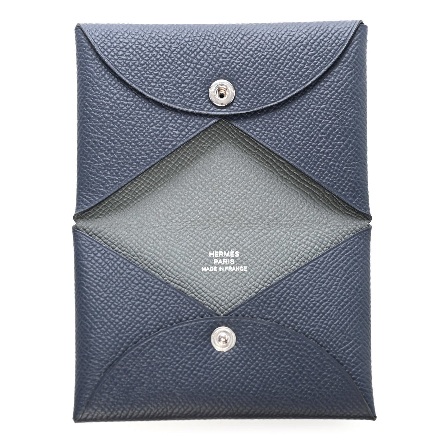 Epsom Verso Calvi Card Case Bleu Indigo Vert Amande