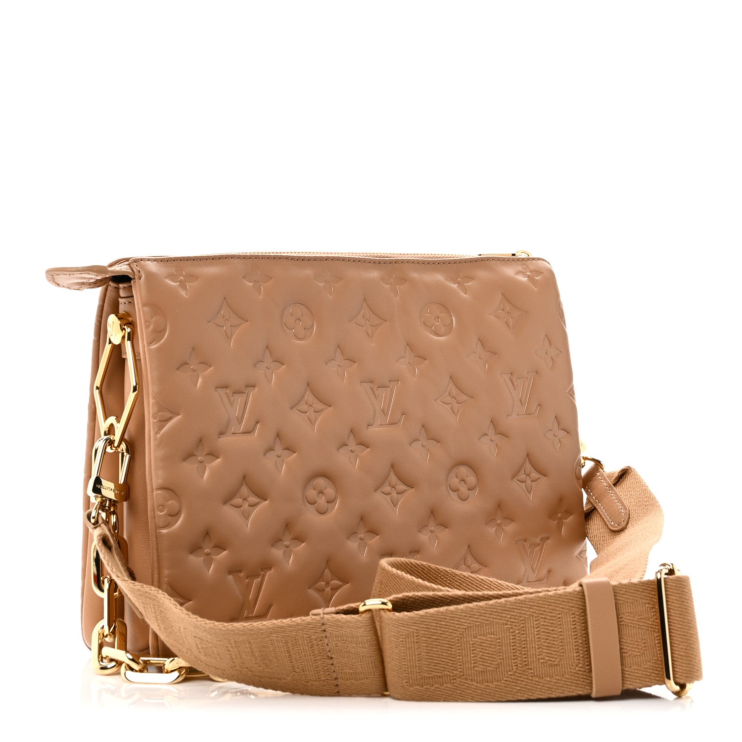 Louis Vuitton Lambskin Embossed Monogram Coussin PM Camel 3 of 12