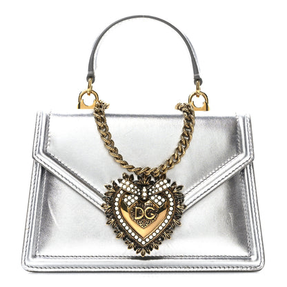 Dolce & Gabbana Metallic Nappa Small Devotion Top Handle Bag Silver 1 of 10