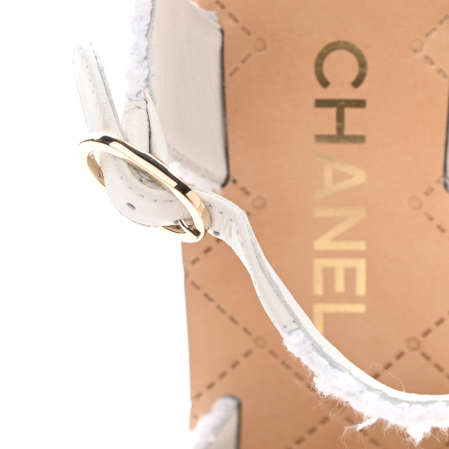 Chanel Tweed Cork CC Wedge Sandals 38 White 9 of 9