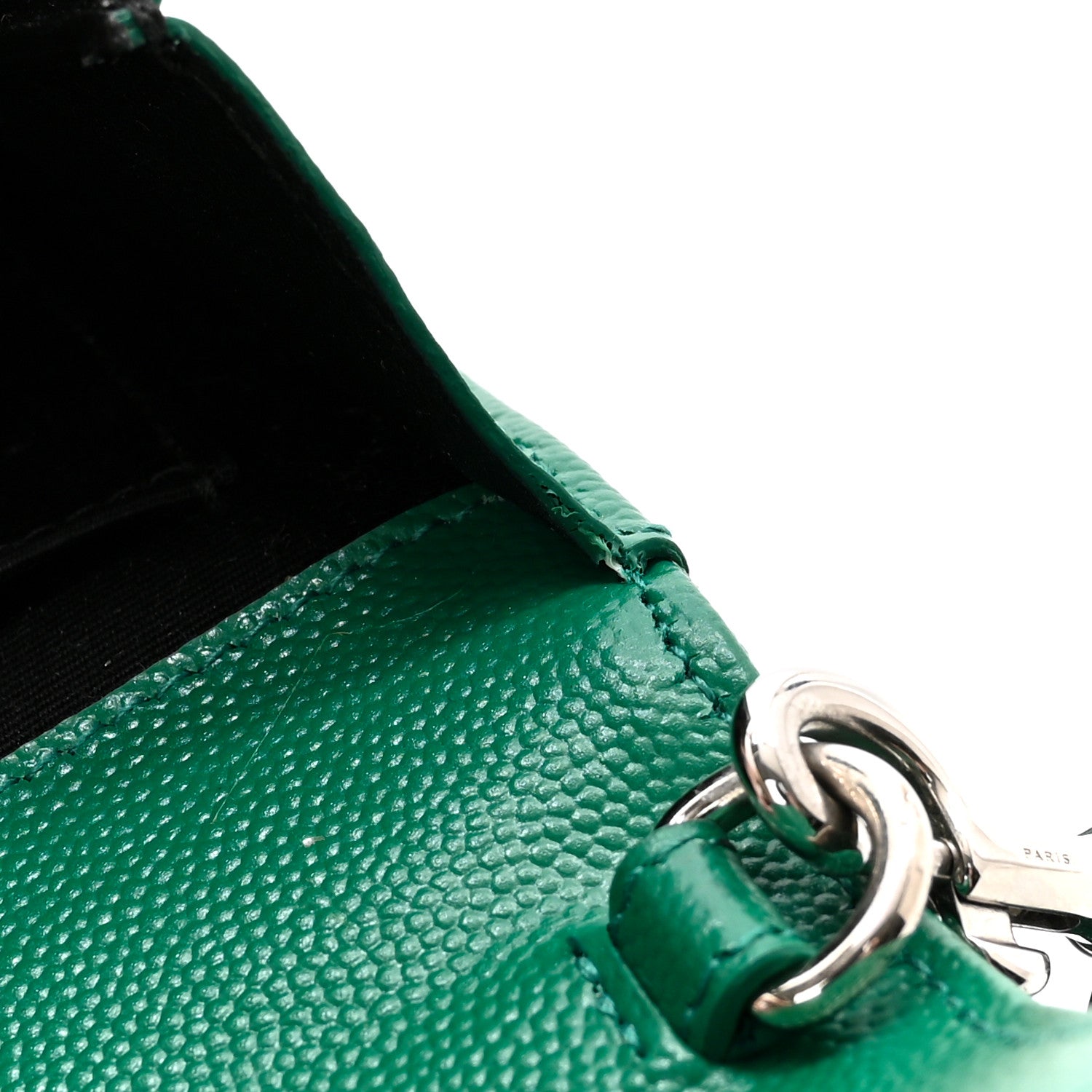Saint Laurent SAINT LAURENT Grain De Poudre Textured Mixed Matelasse Triquilt Monogram Clutch Green Field 9 of 11