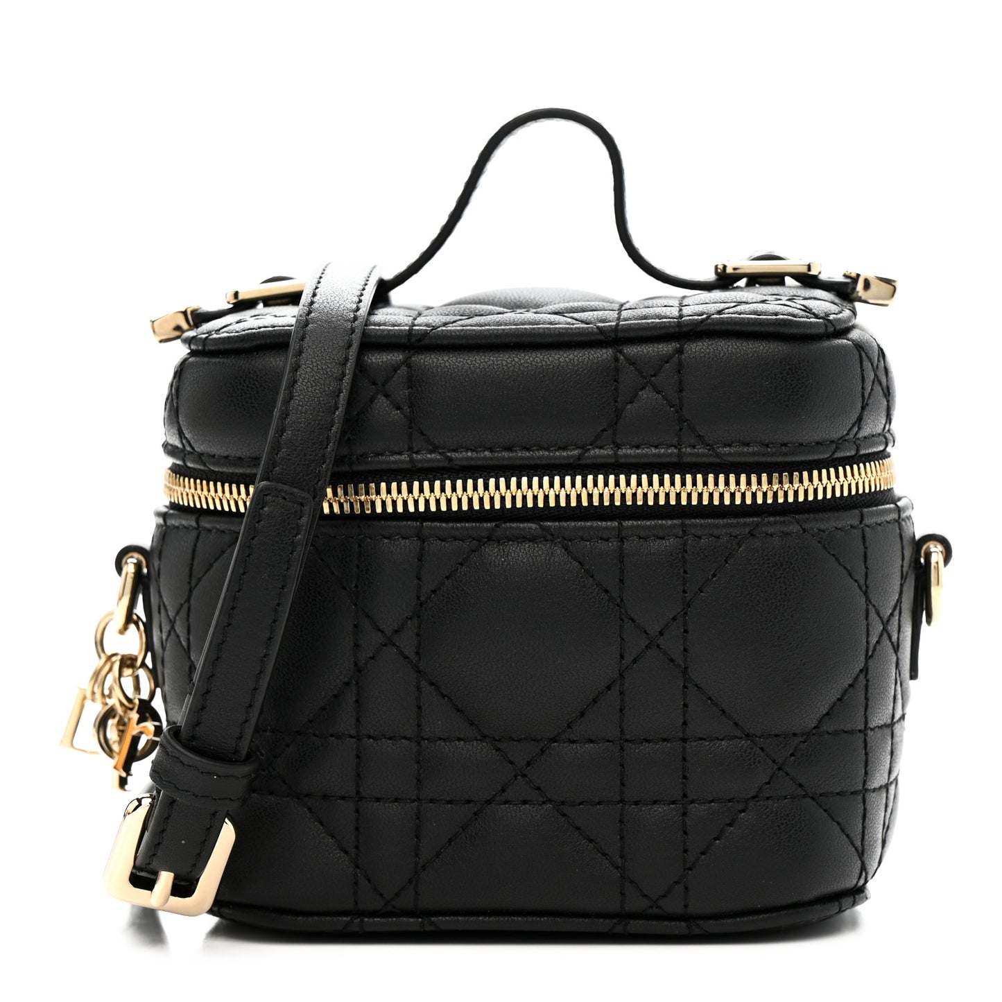 Lambskin Cannage Micro Lady Dior Vanity Case Black