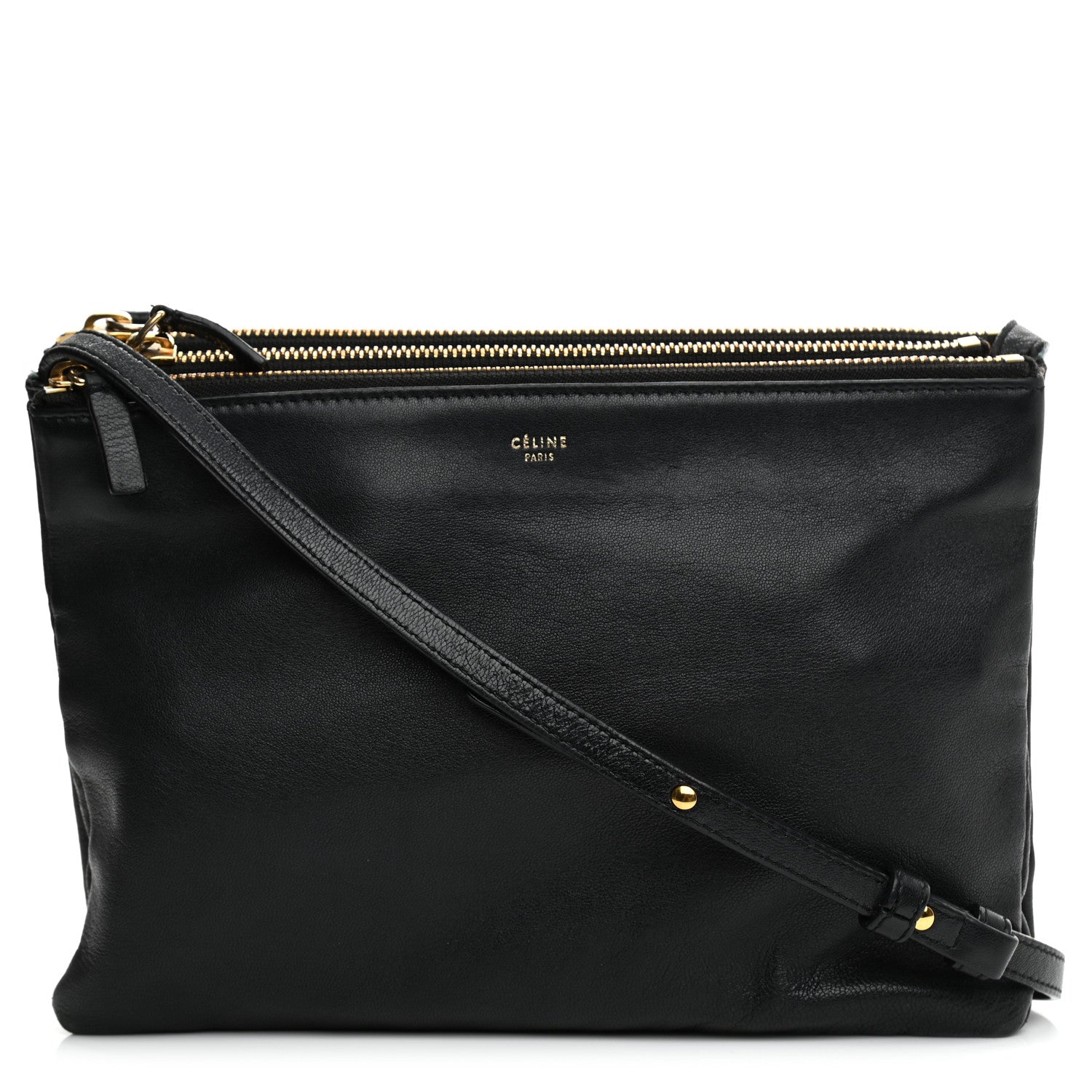 Celine Lambskin Large Trio Crossbody Bag Black 1 of 14