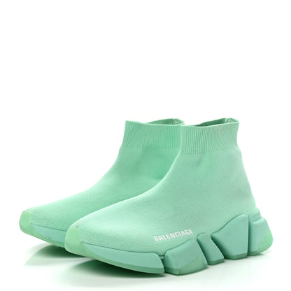 Balenciaga Technical 3D Recycled Knit Womens Speed 2.0 Transparent Sole Sneakers 37 Mint 3 of 14
