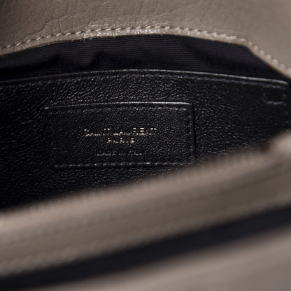 Saint Laurent Sheepskin Matelasse Chevron Monogram Medium College Bag Light Coal 10 of 12