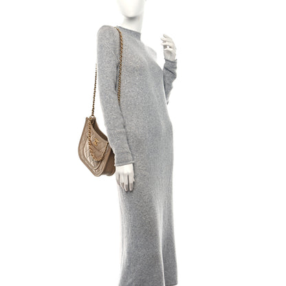 Chanel Calfskin Quilted CC Hobo Handbag Beige 2 of 8
