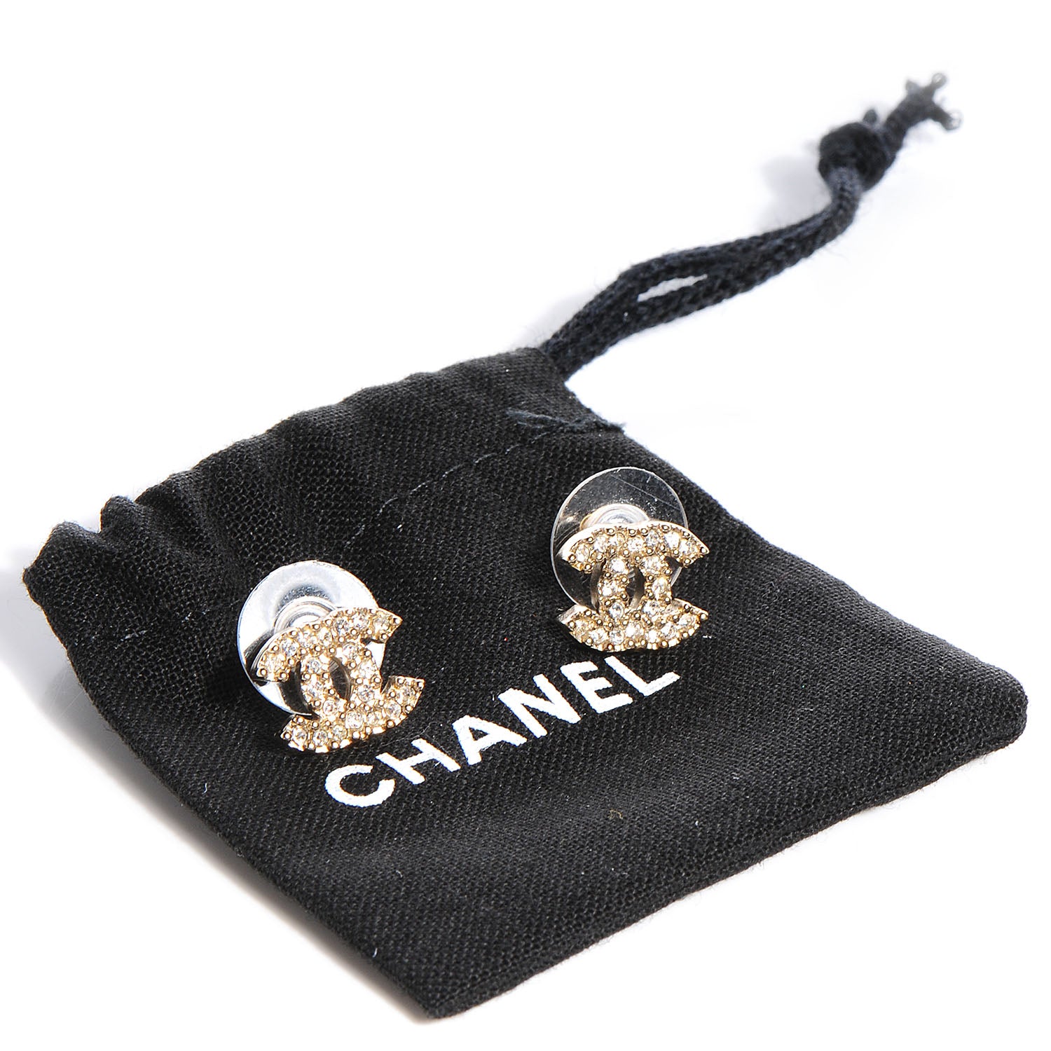 Chanel Crystal CC Earrings Gold 4 of 5
