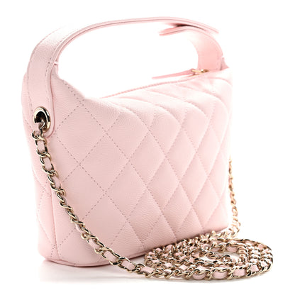 Chanel Caviar Quilted Hobo Clutch With Chain Light Pink 7 of 28