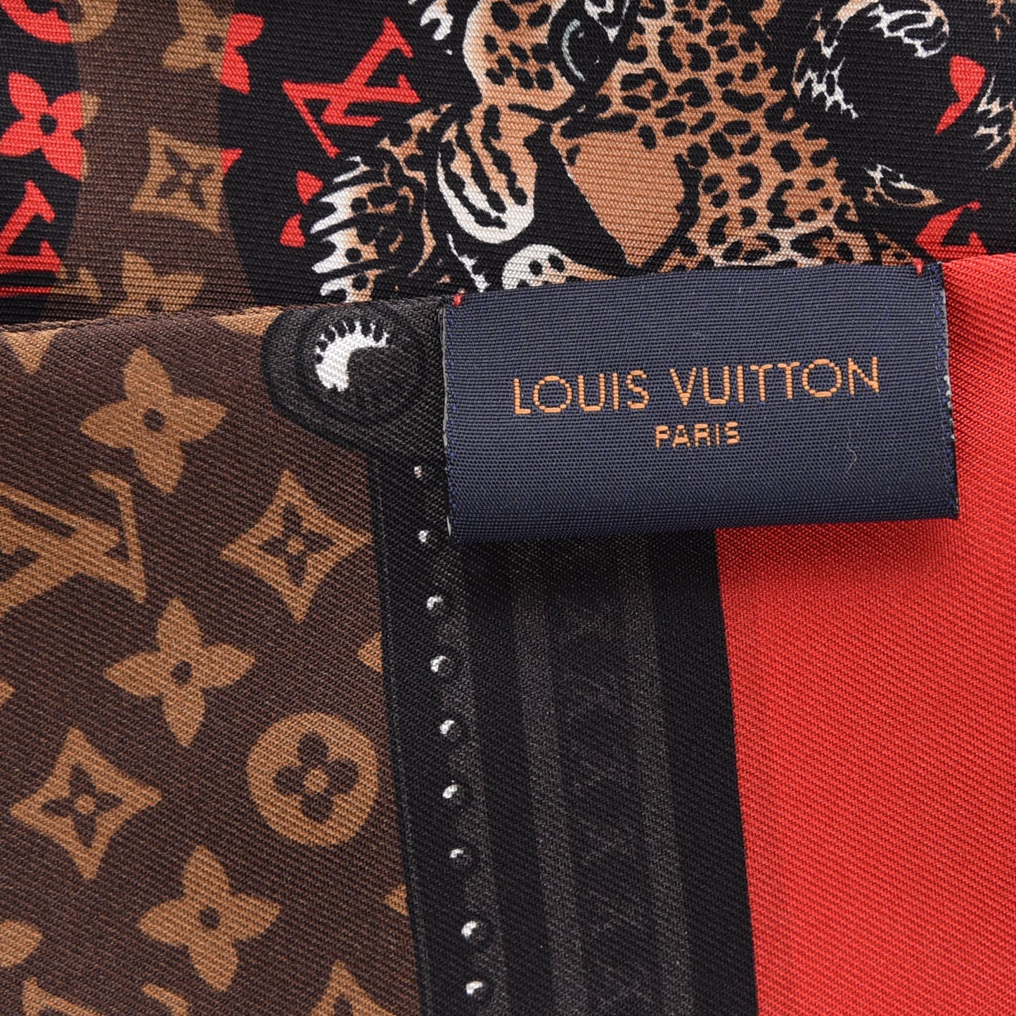 Silk Monogram Jaguar Animalle Bandeau Scarf Marron