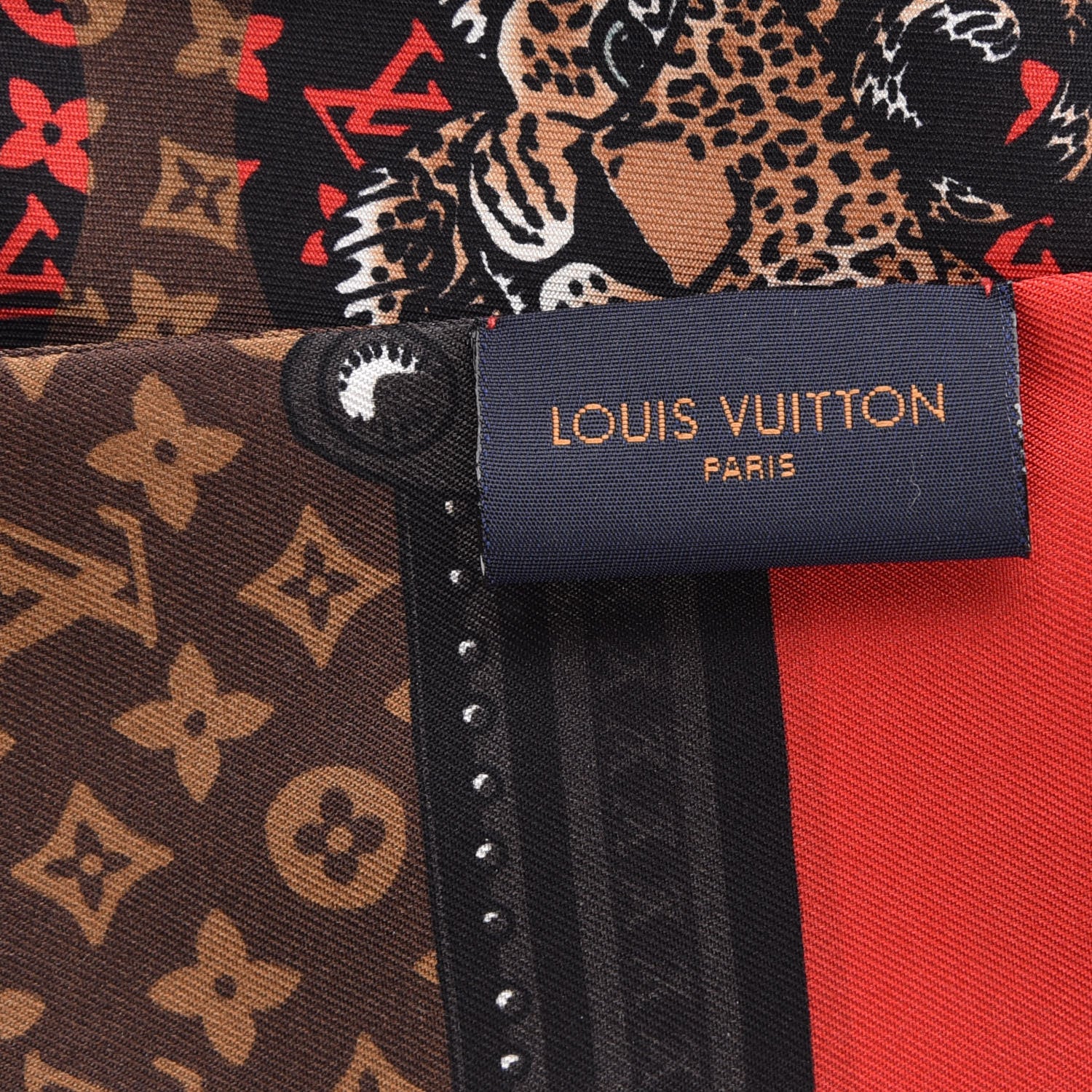 Louis Vuitton Silk Monogram Jaguar Animalle Bandeau Scarf Marron 4 of 4