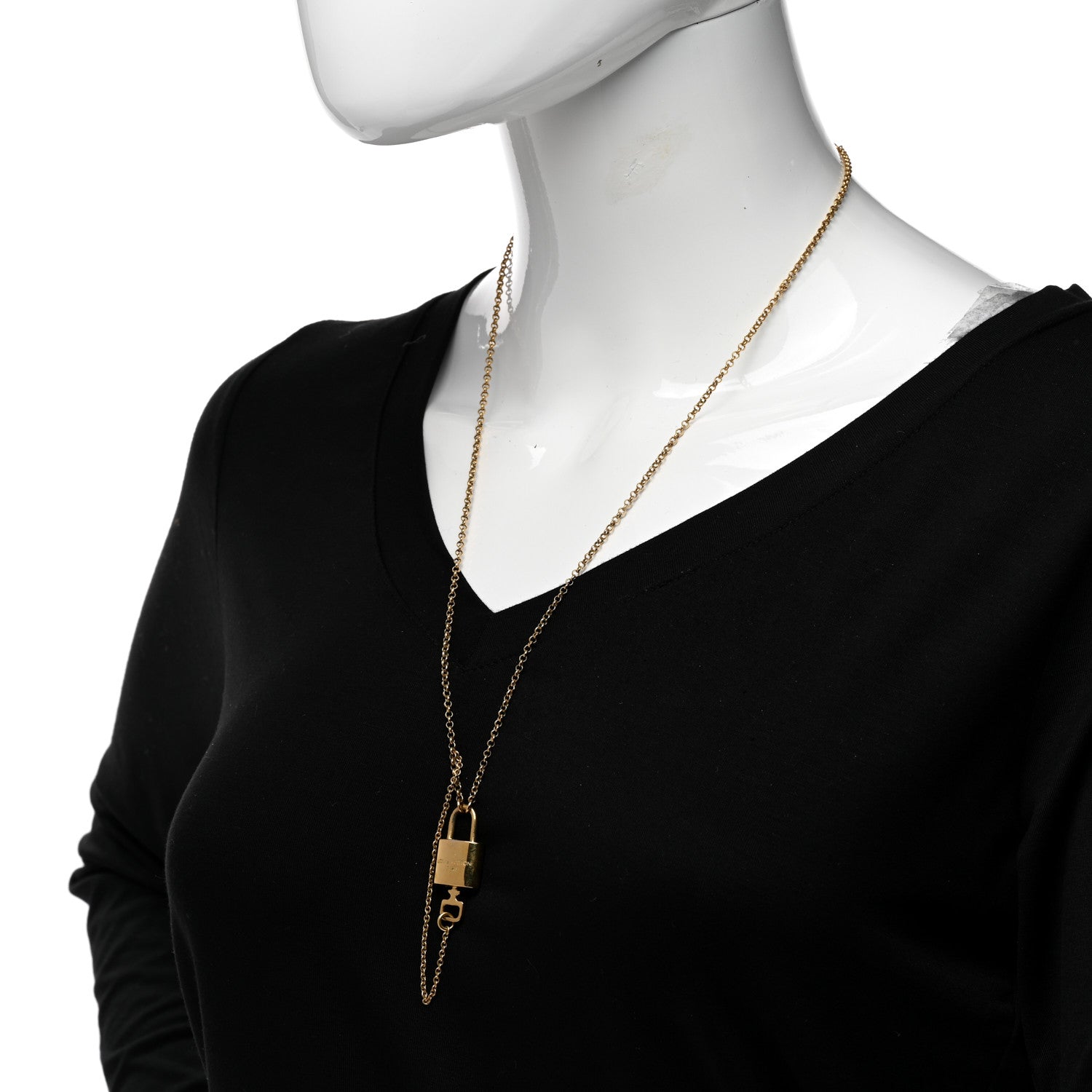 Louis Vuitton Locky Pendant Necklace Gold 2 of 7