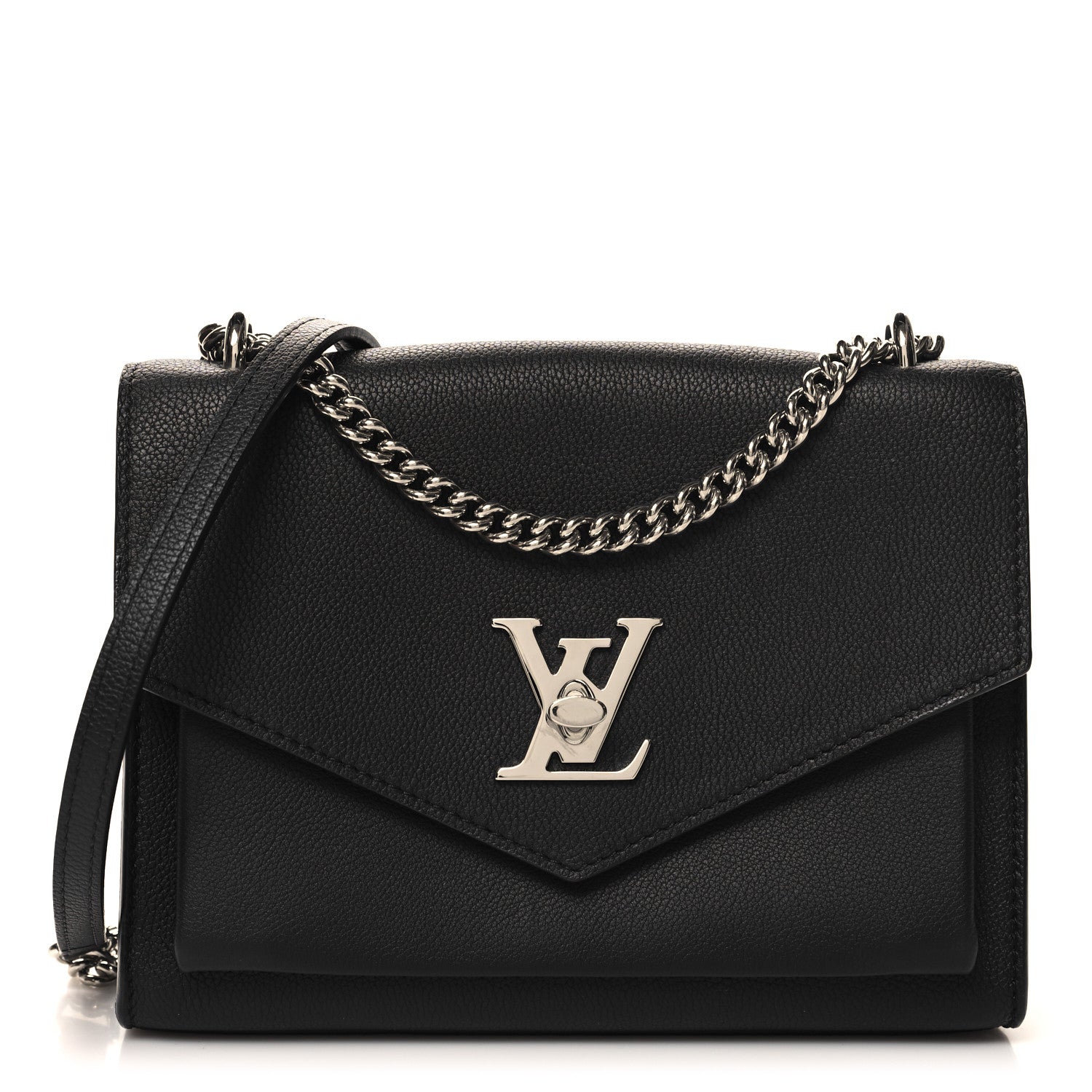 Louis Vuitton Soft Calfskin Mylockme Chain Bag BB Black 1 of 9
