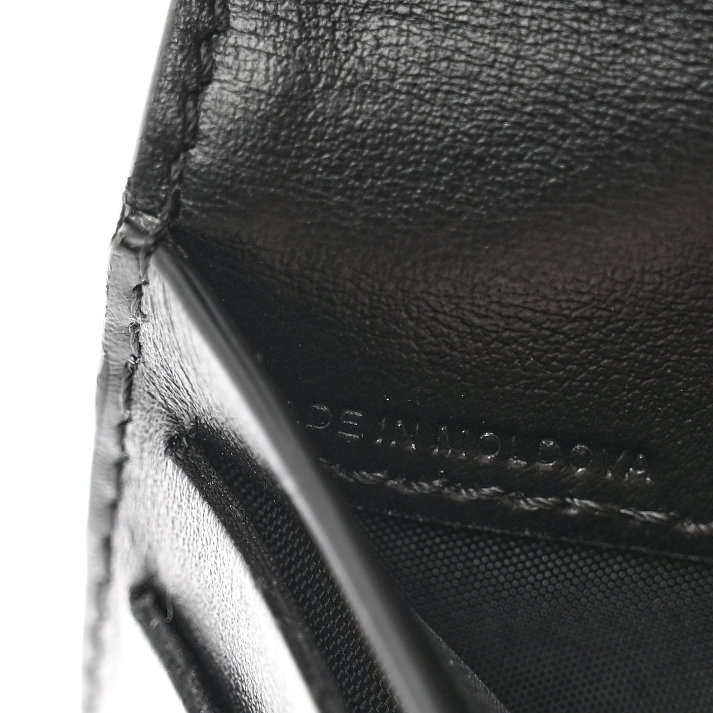Grainy Calfskin Vintage Check Lila Tri-Fold Wallet Black
