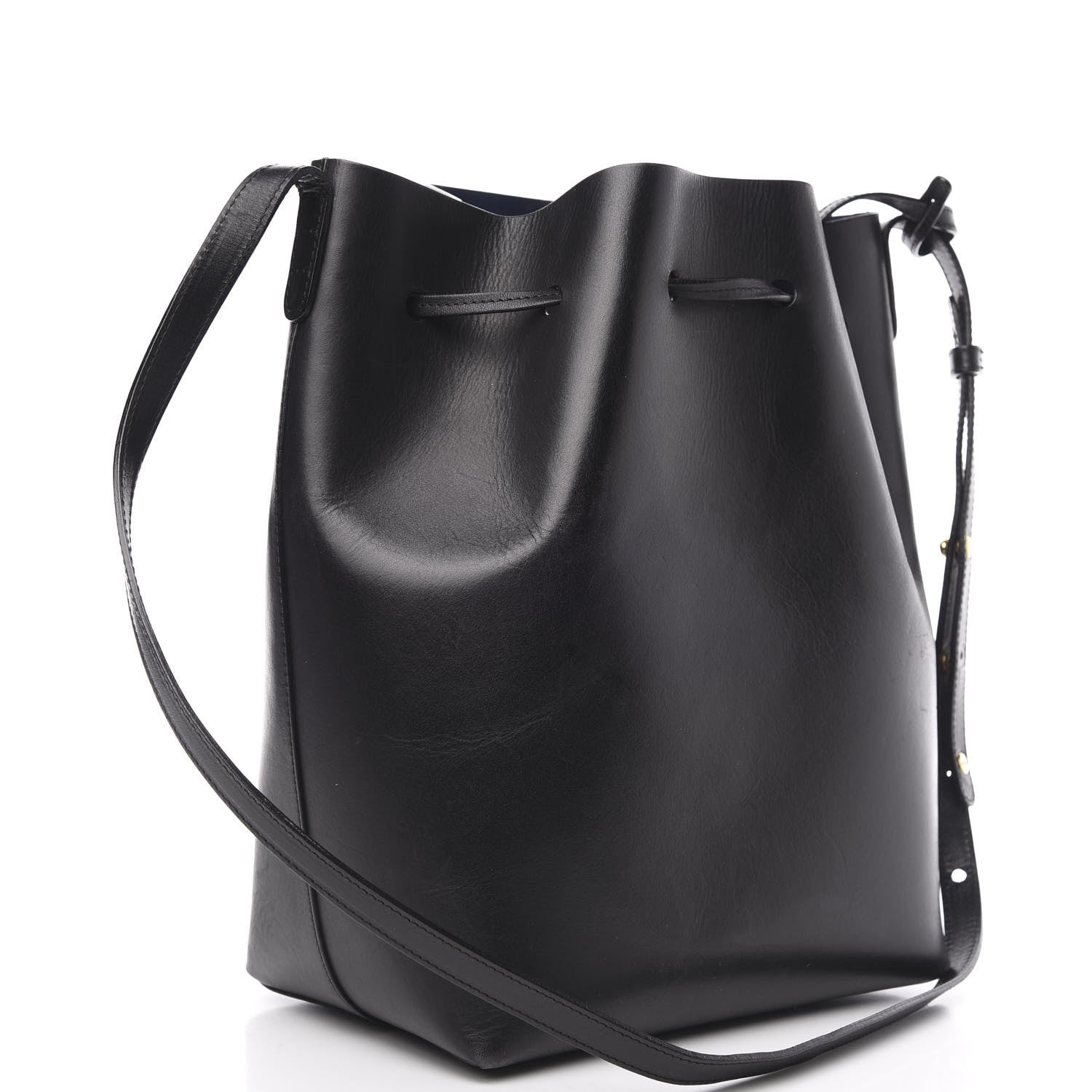 Mansur Gavriel Vegetable Tanned Calfskin Bucket Bag Black Blu 4 of 12