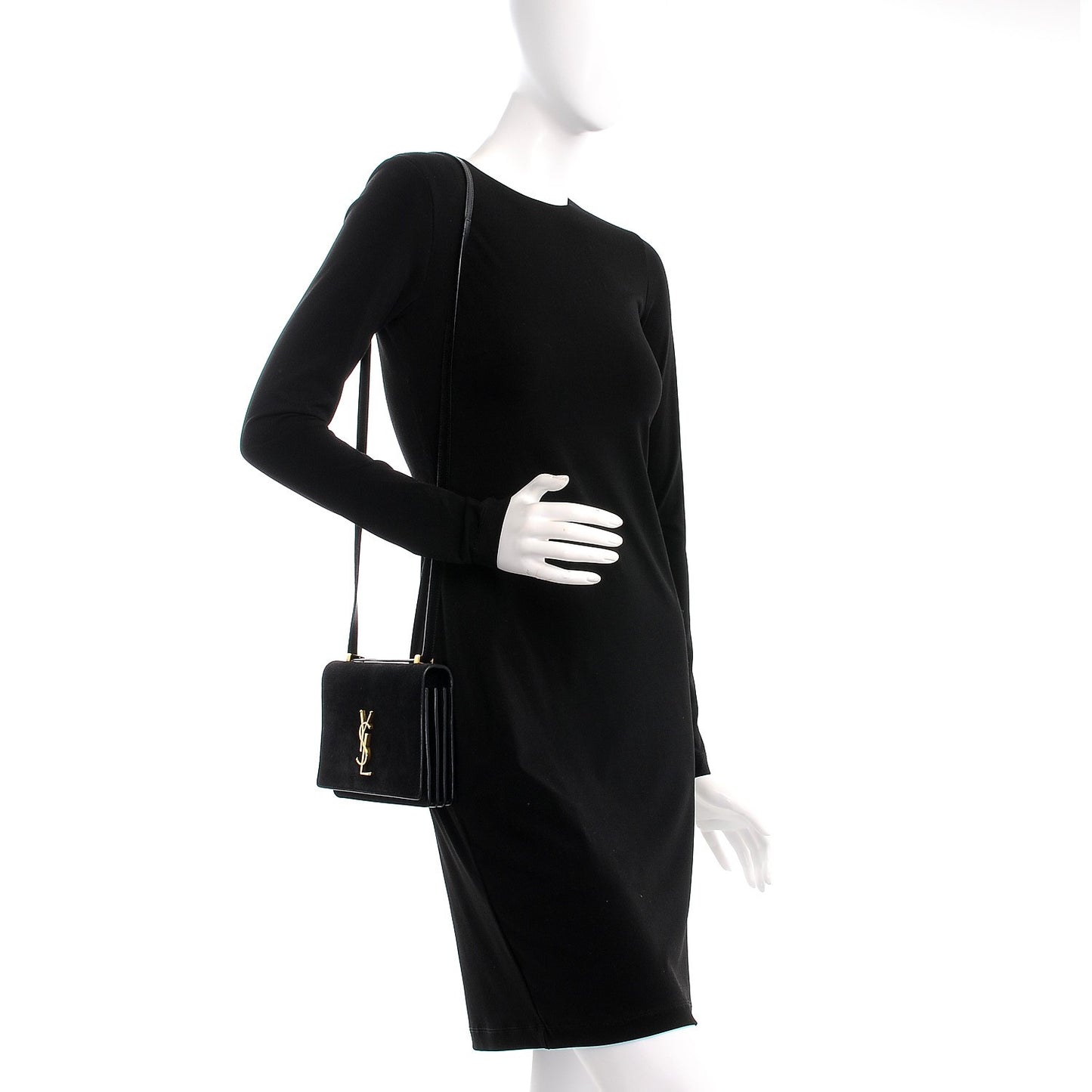 Suede Monogram Small Dylan Shoulder Bag Black