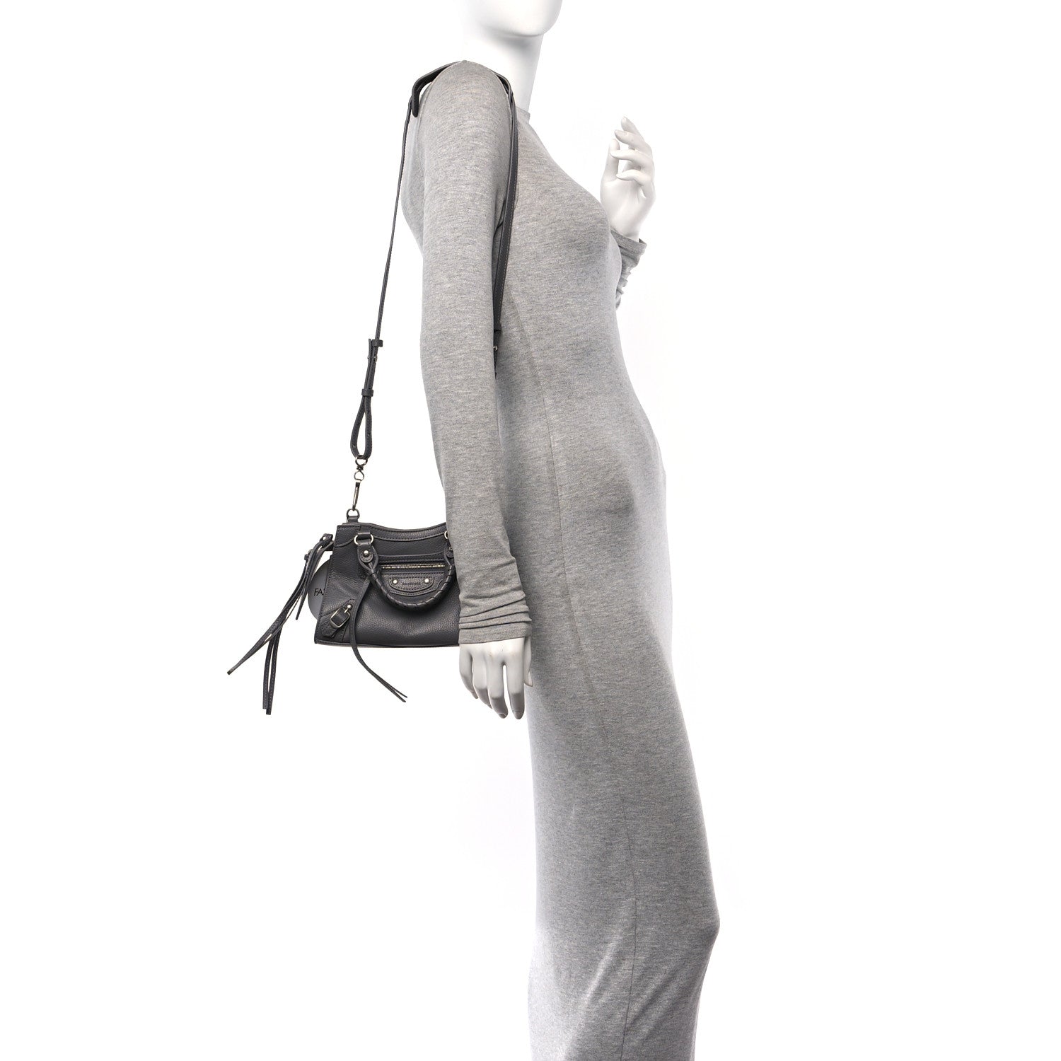 Balenciaga Grained Calfskin Neo Classic Silver Hardware Mini City Dark Grey 2 of 11