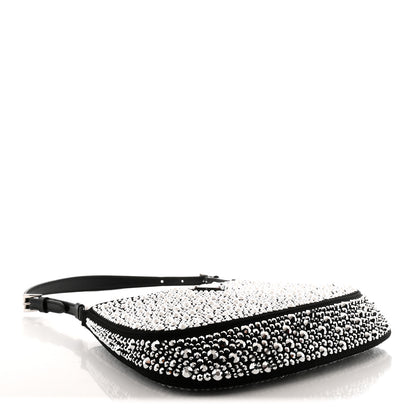 Prada Satin Crystal Cleo Adjustable Strap Shoulder Bag Metal 4 of 13