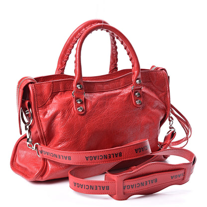 Balenciaga Agneau Arena Classic Silver Hardware S City Logo Strap Rouge Cardinal Black 2 of 9