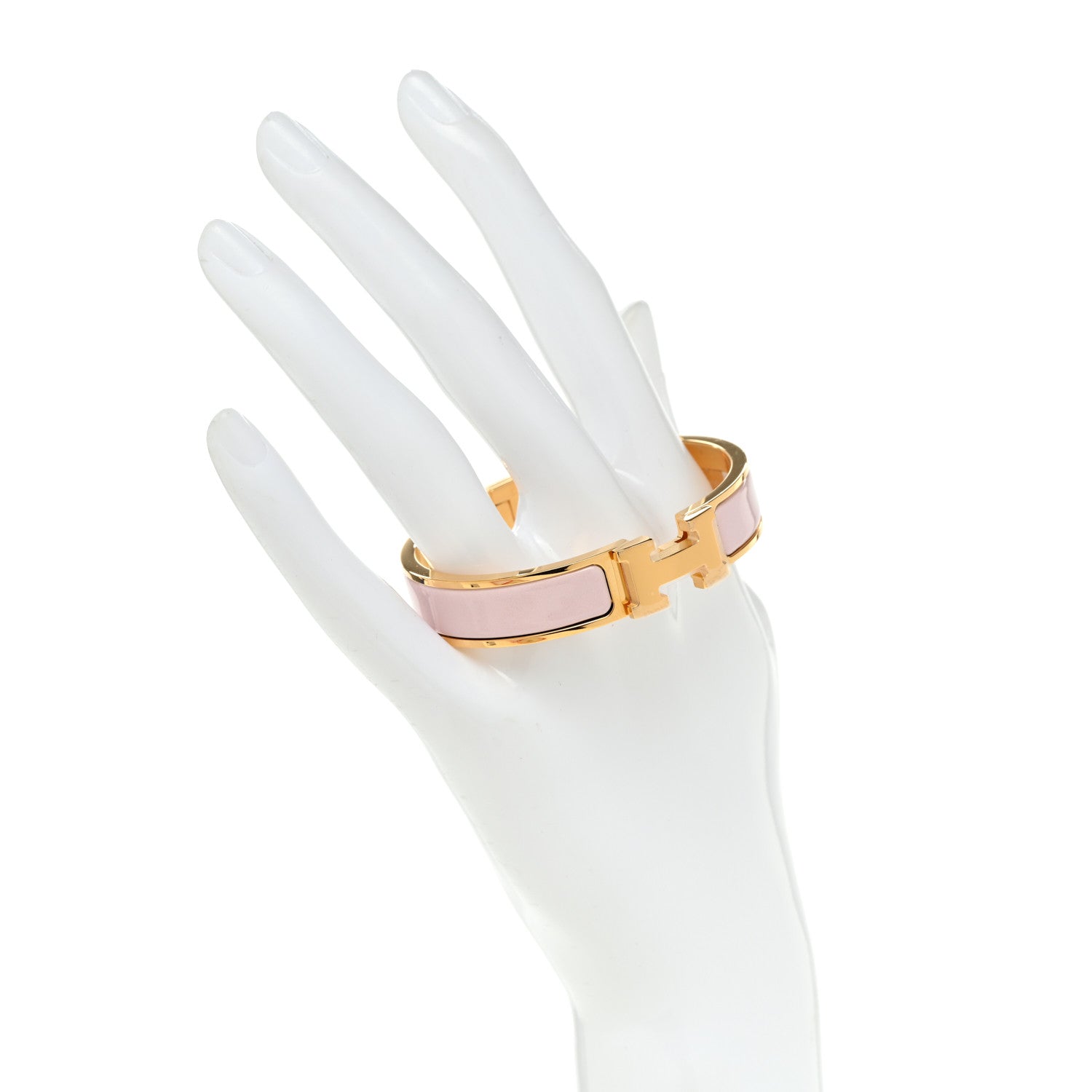 Hermes Enamel Narrow Clic Clac H Bracelet PM Rose Candeur 2 of 5