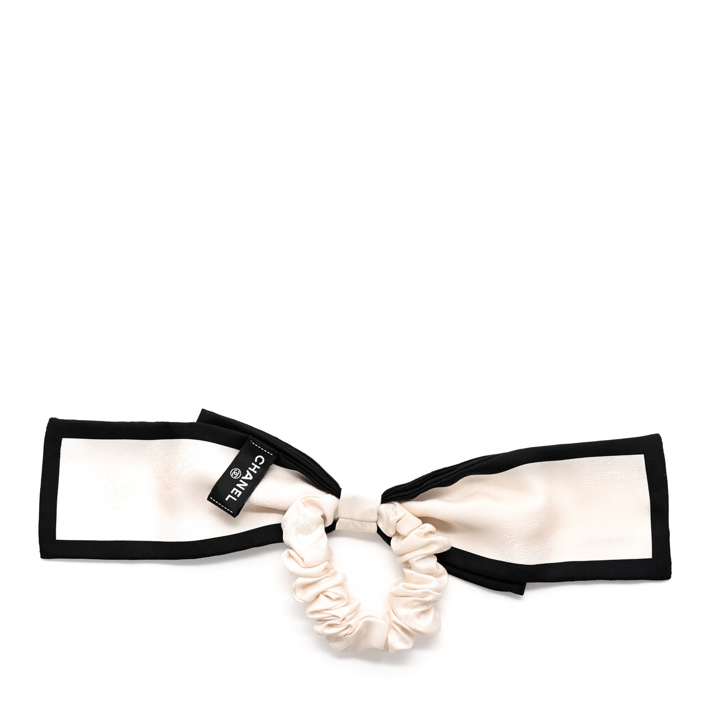 Silk Twill Hair Tie Ivory Black