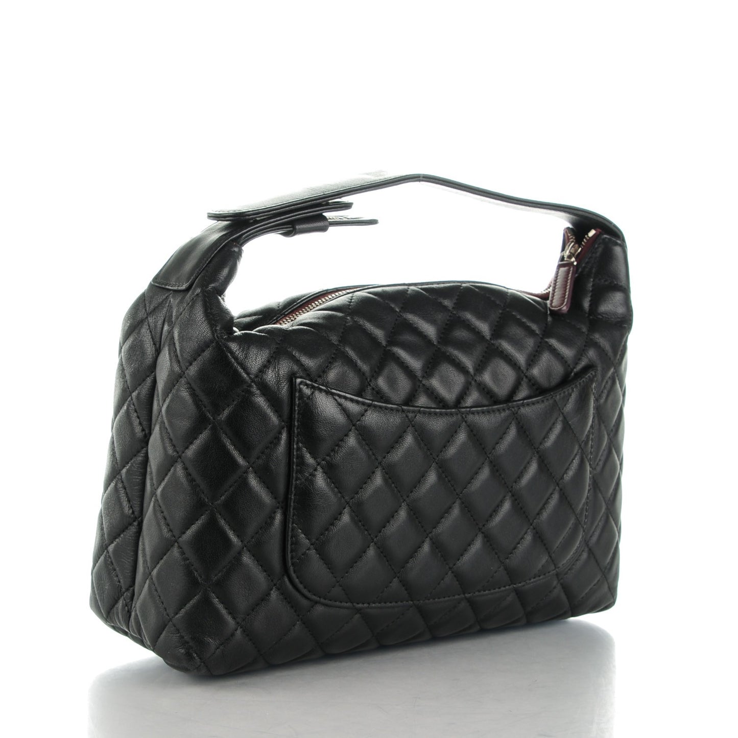 Lambskin Quilted Large Cosmetic Case Black