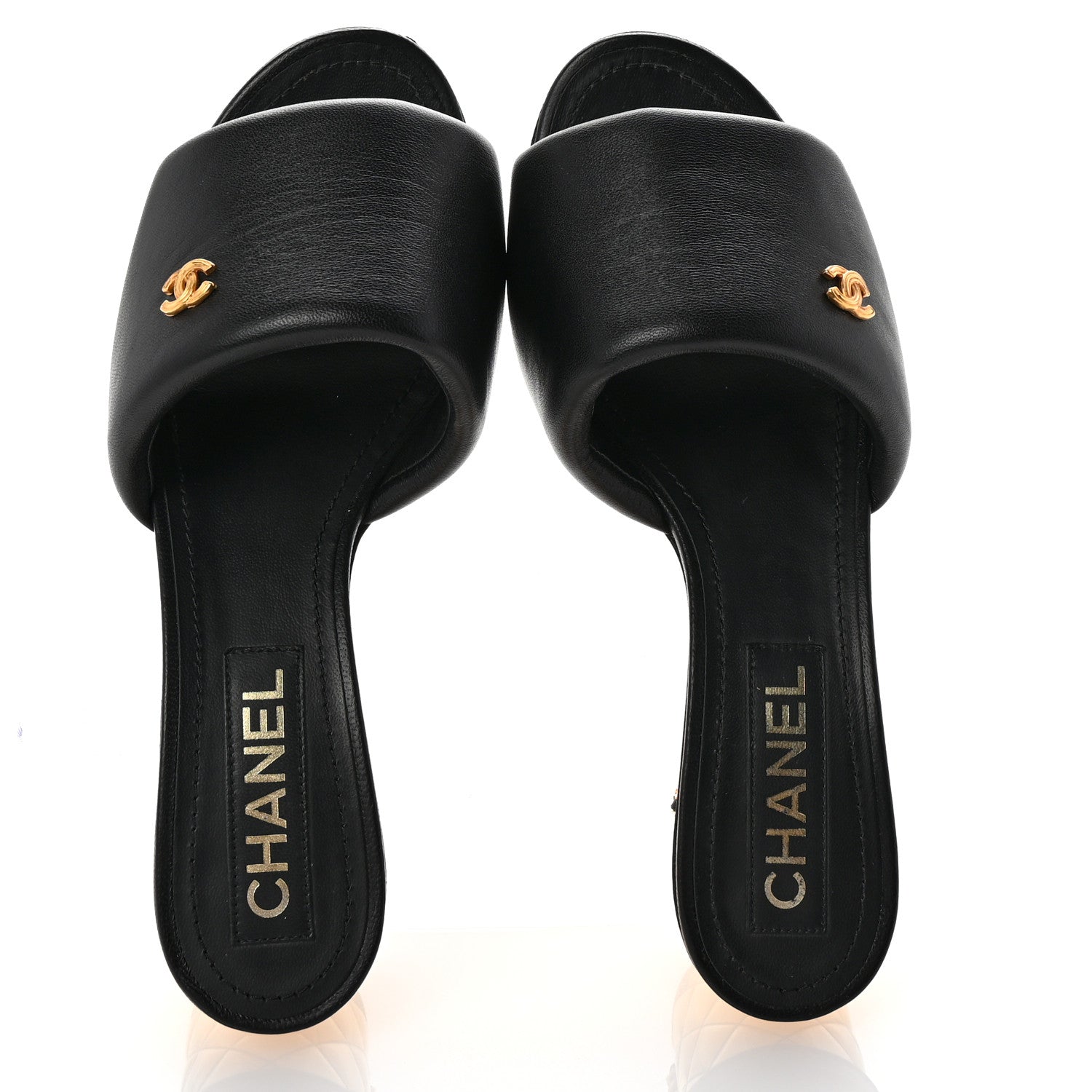 Chanel Lambskin Chain CC Mules 37.5 Black Gold 2 of 10