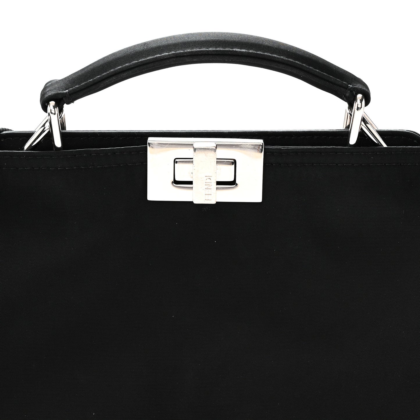 Nylon Vitello Cover Logo Embossed Mini Peekaboo I SEE U Satchel Black White