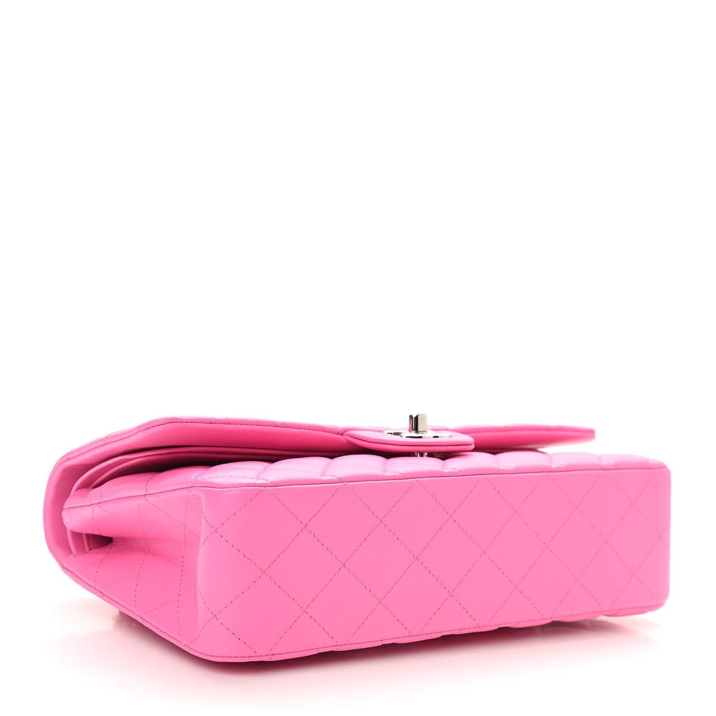 Lambskin Quilted Medium Double Flap Neon Pink