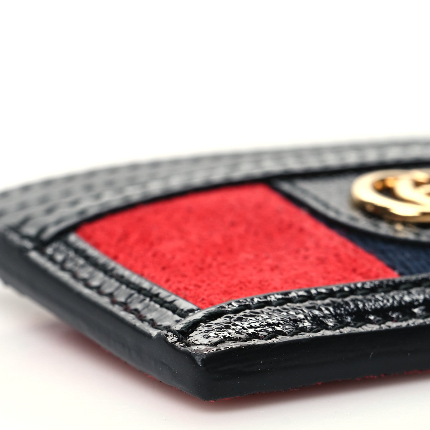 Gucci Suede Patent Ophidia Card Holder Hibiscus Red Black 8 of 9