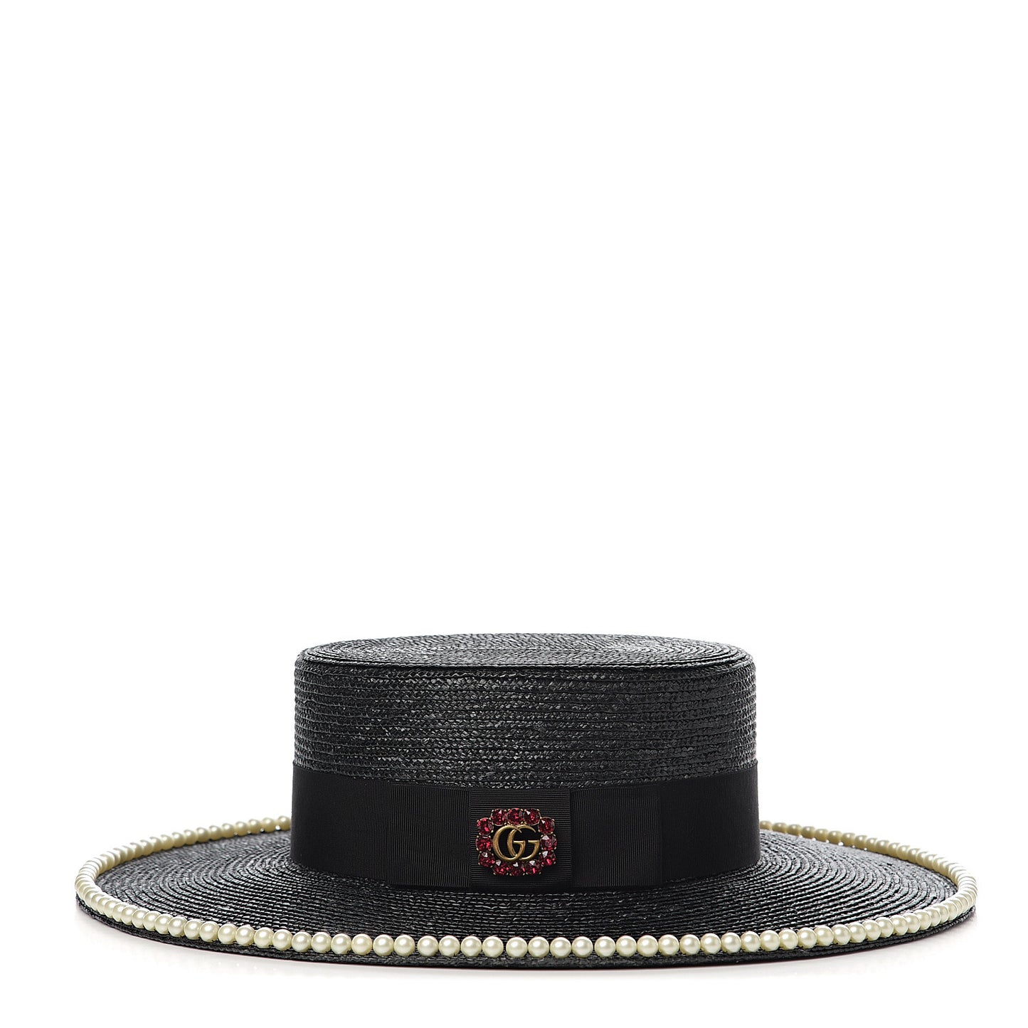 Straw Pearl Embellished Notte Hat S 56
