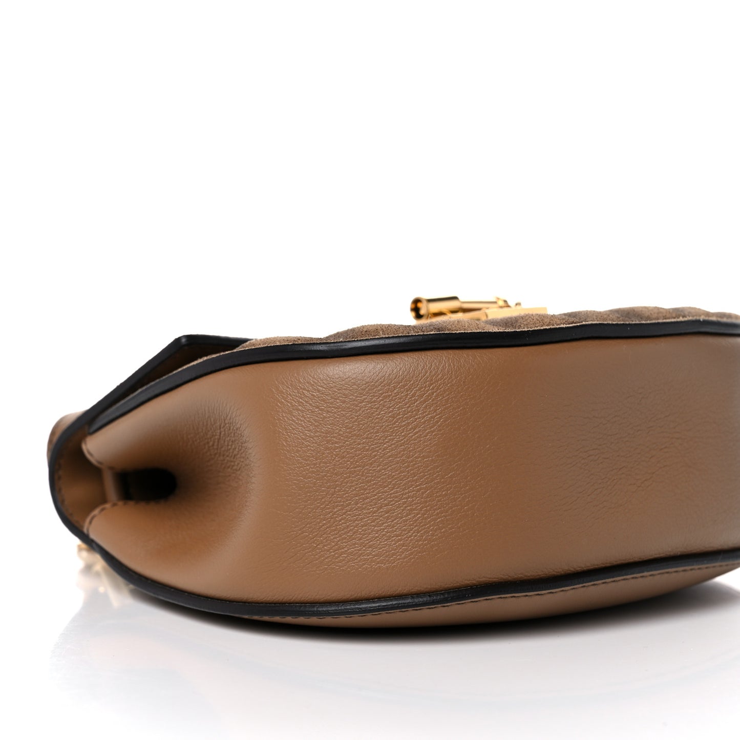 Suede Calfskin Quilted Drew Bijou Shoulder Bag Nut