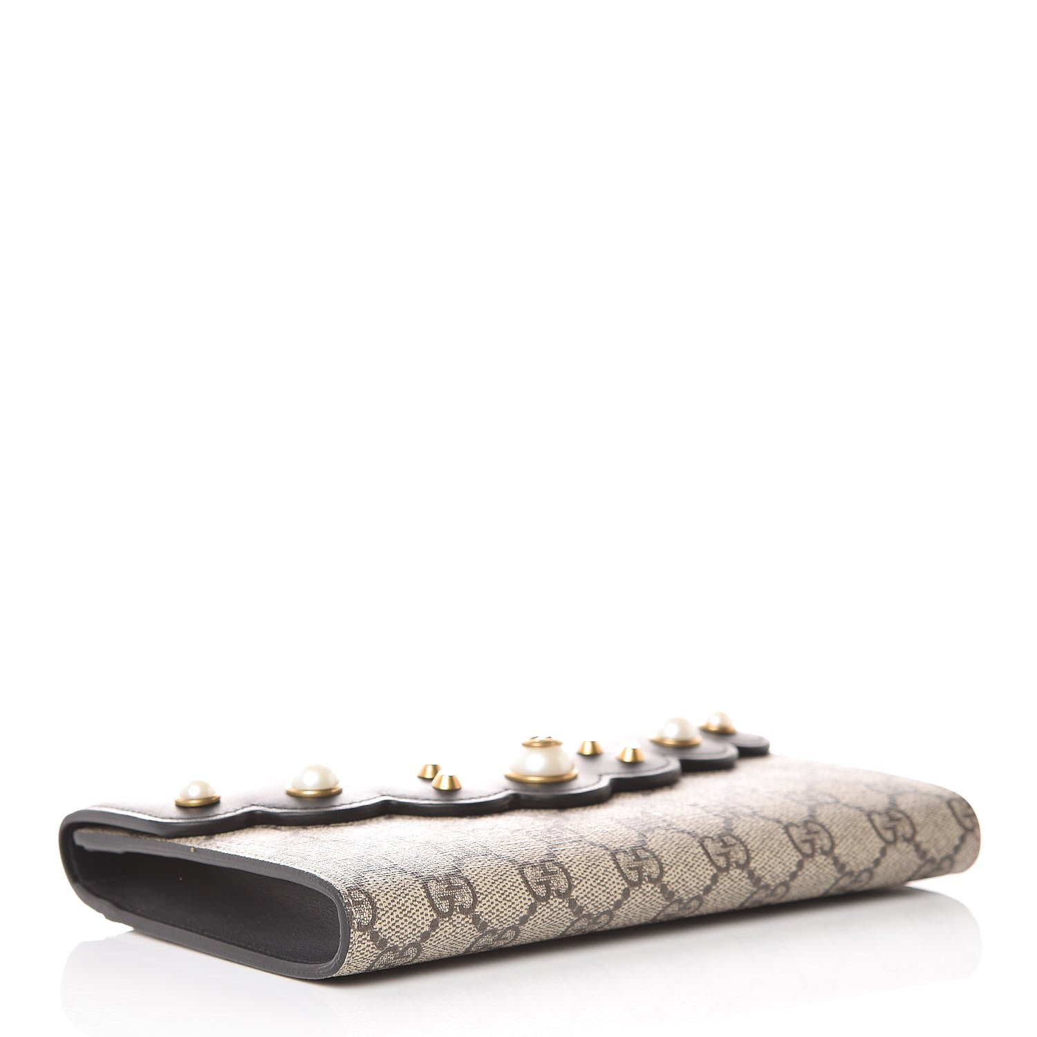 Gucci GG Supreme Monogram Mini Peony Pearly Clutch Black 4 of 8