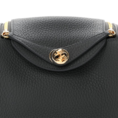 Hermes Taurillon Clemence Mini Lindy 20 Gris Misty 8 of 10